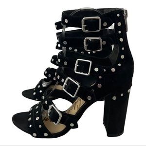 Sam Edelman Womens Size 7 Black York Studded Suede Gladiator Heels